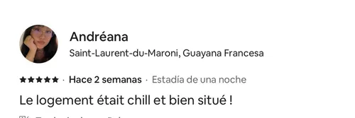 Avis 5 étoiles de Andréana sur Airbnb — Hostel Toucan