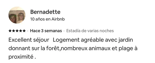 Avis 5 étoiles de Bernadette sur Airbnb — Hostel Toucan